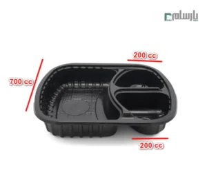 ظرف یکبار مصرف فانتزی سه خانه کد 603 آیاتای - مشکی-ابعاد