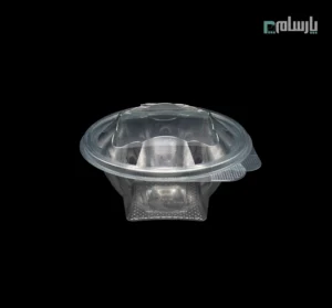 ظرف یکبار مصرف درب دار دیاموند 250 سی سی-💎 ظرف دیاموند 250 سی سی دربدار پت | بستهبندی شیک و کوچک