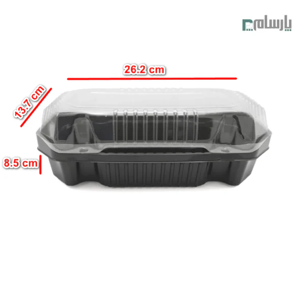 ظرف یکبار مصرف باکس میوه مستطیل-مشکی-ابعاد
