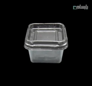 ظرف یکبار مصرف فینگر کاپ مربع زیره مشکی-پت-🍮 ظرف فینگر کاپ مربع زیره مشکی پت | بسته‌بندی جذاب فست‌فود
