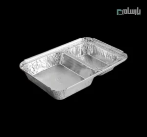 ظرف یکبار مصرف دو خانه بزرگ آلومینیومی پارسه کد 223