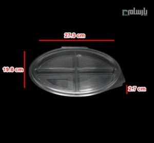 باکس یکبار مصرف بیضی 4 خانه-پت-ابعاد