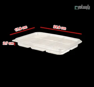 باکس یکبار مصرف 6 خانه مستطیل-پت-ابعاد