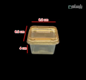 ظرف یکبار مصرف فینگر کاپ مربع زیره طلایی-پت-ابعاد
