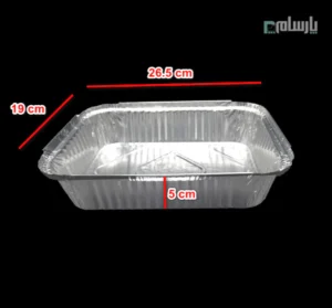 ظرف یکبار مصرف آلومینیومی سه پرس ویژه کد ۱۱۶-ابعاد