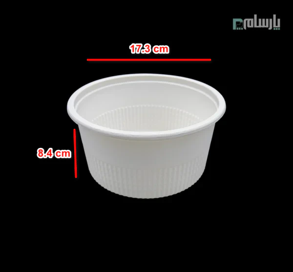 سطل یکبار مصرف گیاهی ۱۳۰۰ سی سی کوتاه آملون-ابعاد