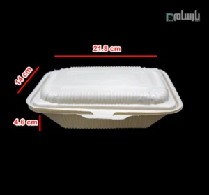 ظرف یکبار مصرف گیاهی تک پرسی ۸۰۰ سی سی آملون-ابعاد