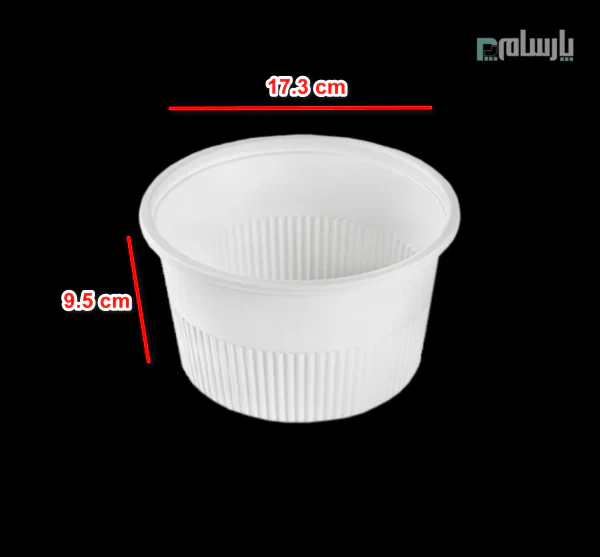 سطل یکبار مصرف گیاهی ۱۵۰۰ سی سی آملون-ابعاد