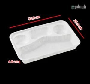 ظرف یکبار مصرف گیاهی چهار خانه کبابی فانتزی آملون-ابعاد