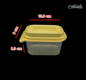ظرف یکبار مصرف فینگر کاپ مستطیل زیره زرد-پت-ابعاد
