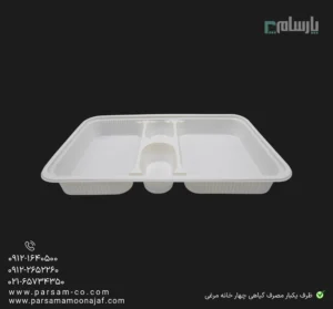 ظرف یکبار مصرف گیاهی چهار خانه مرغی آملون-بسته بندی چهار خانه مرغی