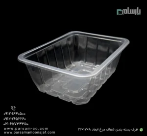 ظرف بسته بندی شفاف مرغ ابعاد 8×17×22-زاویه دیگر