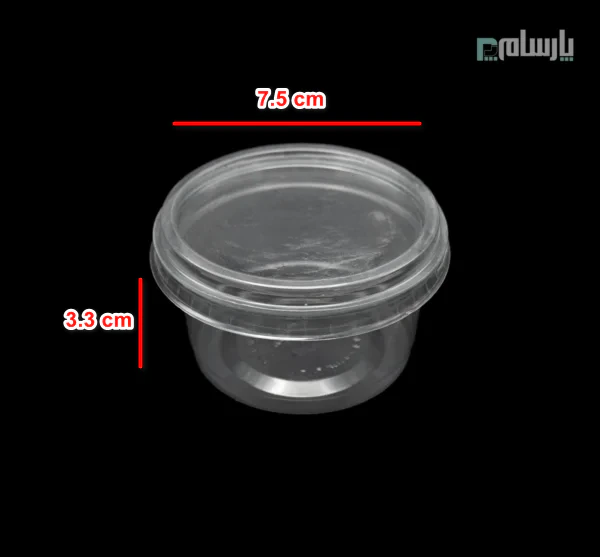 ظرف سس خوری 80 سی سی یکبار مصرف شفاف -پت-ابعاد