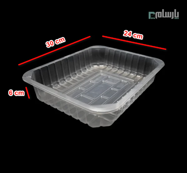 ظرف شفاف بسته بندی مرغ ابعاد 6×24×30-ابعاد