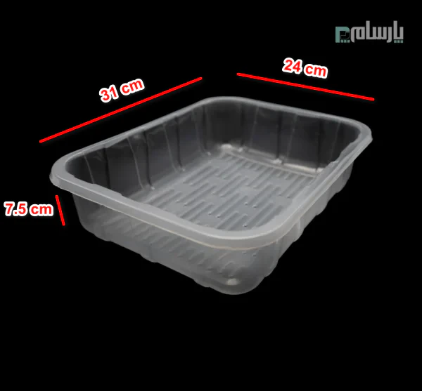 ظرف پروتئینی شفاف یکبار مصرف ابعاد 7.5×24×31-ابعاد