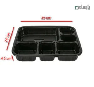ظرف یکبار مصرف شش خانه مشکی مهر پارسا کد 106-ابعاد