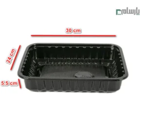 ظرف یکبار مصرف مشکی درب دار مهر پارسا کد 102-ابعاد