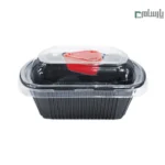 ظرف یکبار مصرف کد 608 مهرپارسا با درب کاپ سس – 🥗 ظرف مشکی 608 مهرپارسا | همراه درب کاپ سس