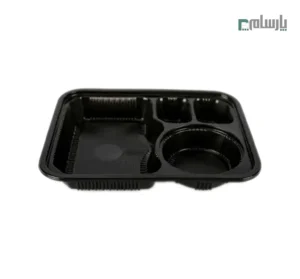 ظرف یکبار مصرف 4 خانه مشکی کد 402 مهرپارسا – 🍱 ظرف چهارخانه مشکی 402 مهرپارسا | کاربردی و مقاوم