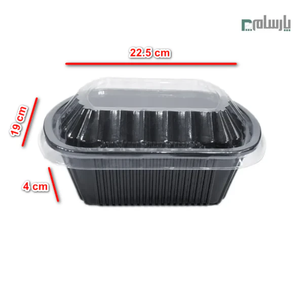 ظرف یکبار مصرف مشکی مهرپارسا کد 601 با درب ساده-ابعاد