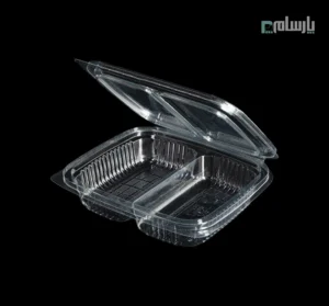 ظرف یکبار مصرف دلی دو خانه شفاف مستطیل پریما - 🍱 ظرف دلی مستطیلی شفاف دو خانه مناسب غذا