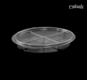 ظرف یکبار مصرف بیضی 4 خانه شفاف پریما - 🍱 ظرف بیضی شفاف چهار خانه مناسب غذا