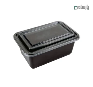 ظرف یکبار مصرف تک پرسی درب دار مشکی مستطیل پریما - 🥡 ظرف مشکی مستطیلی تک پرسی دربدار