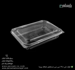 ظرف یکبار مصرف دلی 1200 سی سی مستطیل شفاف پریما - 📦 ظرف دلی مستطیلی شفاف 1200 سی سی بزرگ-زاویه دیگر