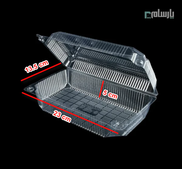 ظرف یکبار مصرف لانچ کوتاه شفاف مستطیل پریما-ابعاد