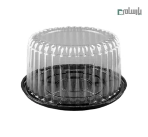 ظرف یکبار مصرف کیک سایز 22 آذران ورق زیره مشکی – 🍰 بستهبندی لوکس و مقاوم برای کیکهای کوچک و دسرهای مجلسی با درب شفاف و زیره مشکی شیک