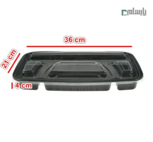 دیس ترموفرمینگ یکبار مصرف چهار خانه-مشکی-ابعاد