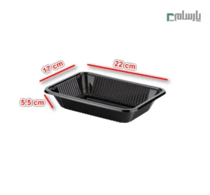 ظرف یکبار مصرف پروتئینی کوچک عمق ۵ پت-مشکی-ابعاد