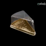 ظرف یکبار مصرف اسلایس کیک مثلثی زیره طلایی شفاف-پت