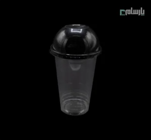 لیوان یکبار مصرف کلاسیک 450 سی سی درب حبابی دهانه 95 مشکی بدون پانچ