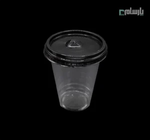 لیوان یکبار مصرف کلاسیک 350 سی سی درب تخت دهانه 95 مشکی پانچ دار