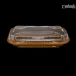 ظرف یکبار مصرف نفیس تک خانه مستطیل طلایی شفاف-پت