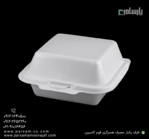 ظرف یکبار مصرف همبرگری فوم کاسپین-زاویه دیگر