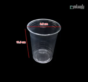 لیوان یکبار مصرف کلاسیک 400 سی سی درب حبابی شفاف دهانه 95 پانچ دار-ابعاد لیوان کلاسیک